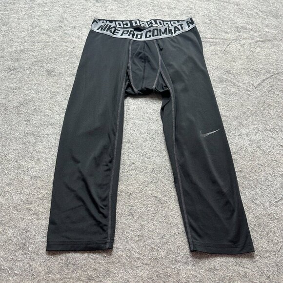 Nike Tights Men Small Black Pro Combat Compression 20" Pull On - Picture 1 of 13